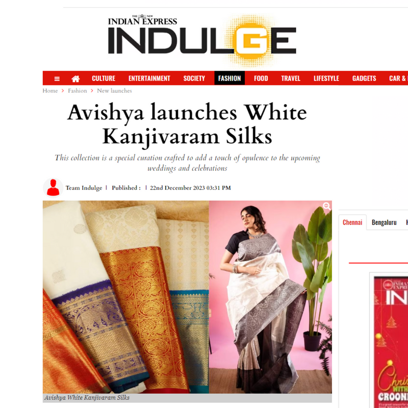 Avishya launches White Kanjivaram Silks!