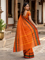 Orange Handloom Chettinad Cotton Saree 10077338