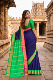 Navy Blue Kanjivaram silk saree with Double Side Pallu 10077919