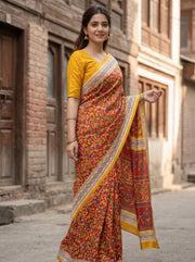 Red Kani Printed Silk Saree 10078004