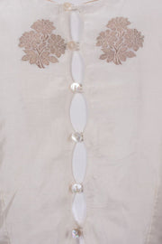 Off White Banarasi Katan Silk Blouse 10064841