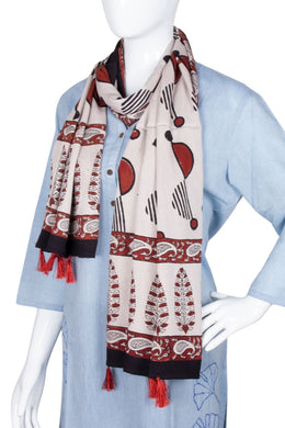 Cream Vanaspathi Modal Silk Cotton Stole 10075281