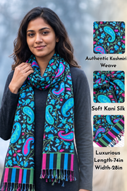 Blue Kani Printed Soft Silk Unisex Stole 10077883