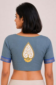 Green Aari Embroidered Mangalgiri Cotton Blouse 10073407