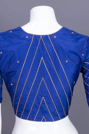 Bright Blue Aari Embroidered Tussar Silk Blouse 10077724