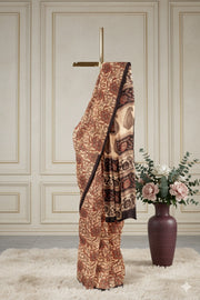 Brown Vanaspathi Printed Modal Vegan Silk Saree 10074144