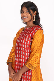 Yellow Handcrafted Bagh Printed Modal Silk Kurta 10066802