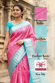Pink Korvai Kanjivaram Silk Saree 10077922