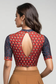 Maroon Ajrakh Printed Cotton Blouse 10073371