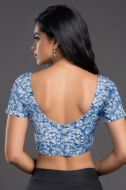 Blue Hand Block Printed Cotton Blouse 10073306