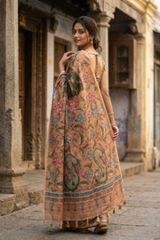 Dark Green Printed Semi Tussar Silk Saree 10077254