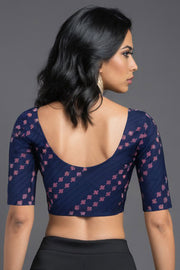 Blue Hand Block Printed Cotton Blouse 10073324
