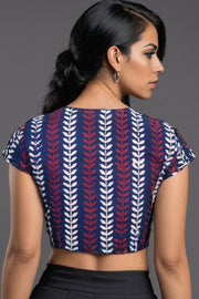 Blue Hand Block Printed Cotton Blouse 10073315