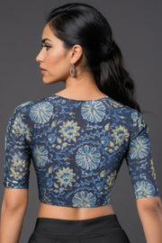 Blue Jahota Printed Cotton Blouse 10073326