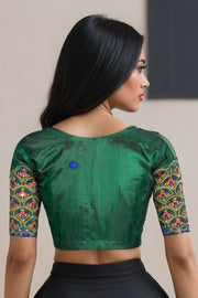 Green Aari Embroidered Silk Blouse 10068944