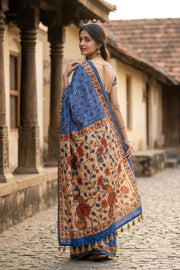 Blue Printed Semi Tussar Silk Saree 10077256