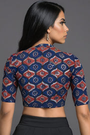 Blue Jahota Printed Cotton Blouse 10073329