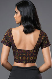 Green Ajrakh Printed Cotton Blouse 10073365