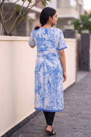 Blue Batik Hand Painted Women Kurta 10077495