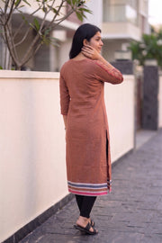Brown Batik Hand Painted Women Kurta 10077499