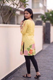 Yellow Batik Hand Painted Women Kurta 10077502