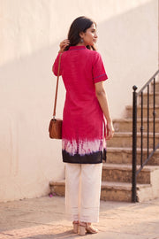 Pink Batik Hand Painted Women Kurta 10077501