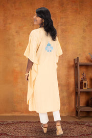 Beige Sozni Embroidered Crepe Silk Kaftan 10064729