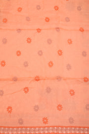 Peach Orange Chikankari Embroided Organza Saree 10078114
