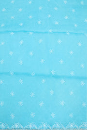 Sky Blue Chikankari Embroided Organza Saree 10078122