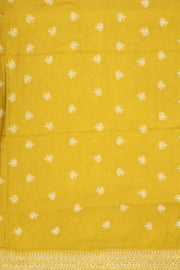 Mustard Yellow Chikankari Embroided Kota Cotton Saree 10078104