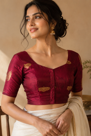 Maroon Banarasi Katan Silk Blouse 10076209