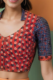 Maroon Ajrakh Printed Cotton Blouse 10073371