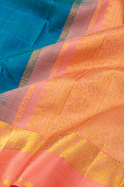 Blue Kanjivaram Silk Saree with Contrast Zari Border 10078173