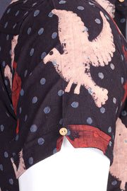 Black Half Sleeve Ajrakh Printed Cotton Mens Shirt 10076822