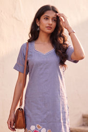 Grey Batik Hand Painted Women Kurta 10077500