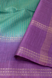 Teal Green Semi Tussar Saree with Zari Border 10078209