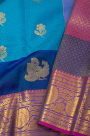 Anandha Blue Kanjivaram Silk Saree with Floral Border 10078187