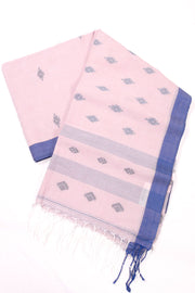 Baby Pink Handloom Jamdani Cotton Saree 10074367