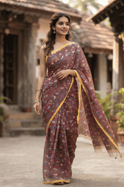 Red Printed Kota Silk Cotton Saree 10077560