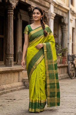 Green Mysore Semi Crepe Silk Saree 10077816