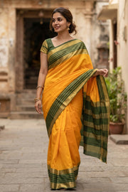 Yellow Mysore Semi Crepe Silk Saree 10077819