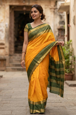 Yellow Mysore Semi Crepe Silk Saree 10077819