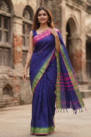 Blue Bengal Handwoven Cotton Saree 10077710