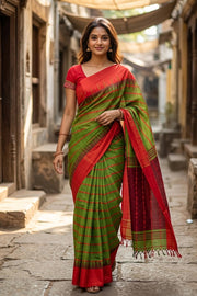 Green Bengal Handwoven Cotton Saree 10077686