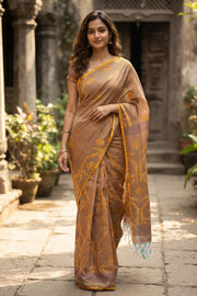 Brown Bengal Handwoven Cotton Saree 10077692