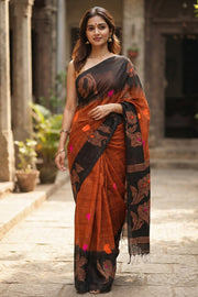 Brown Bengal Handwoven Cotton Saree 10077694