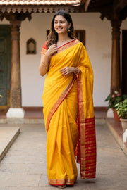 Yellow Mysore Semi Crepe Silk Saree 10077791