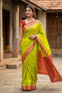 Pista Green Mysore Semi Crepe Silk Saree 10077813