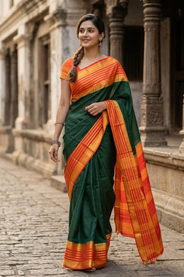 Green Mysore Semi Crepe Silk Saree 10077817