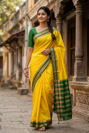 Yellow Mysore Semi Crepe Silk Saree 10077803